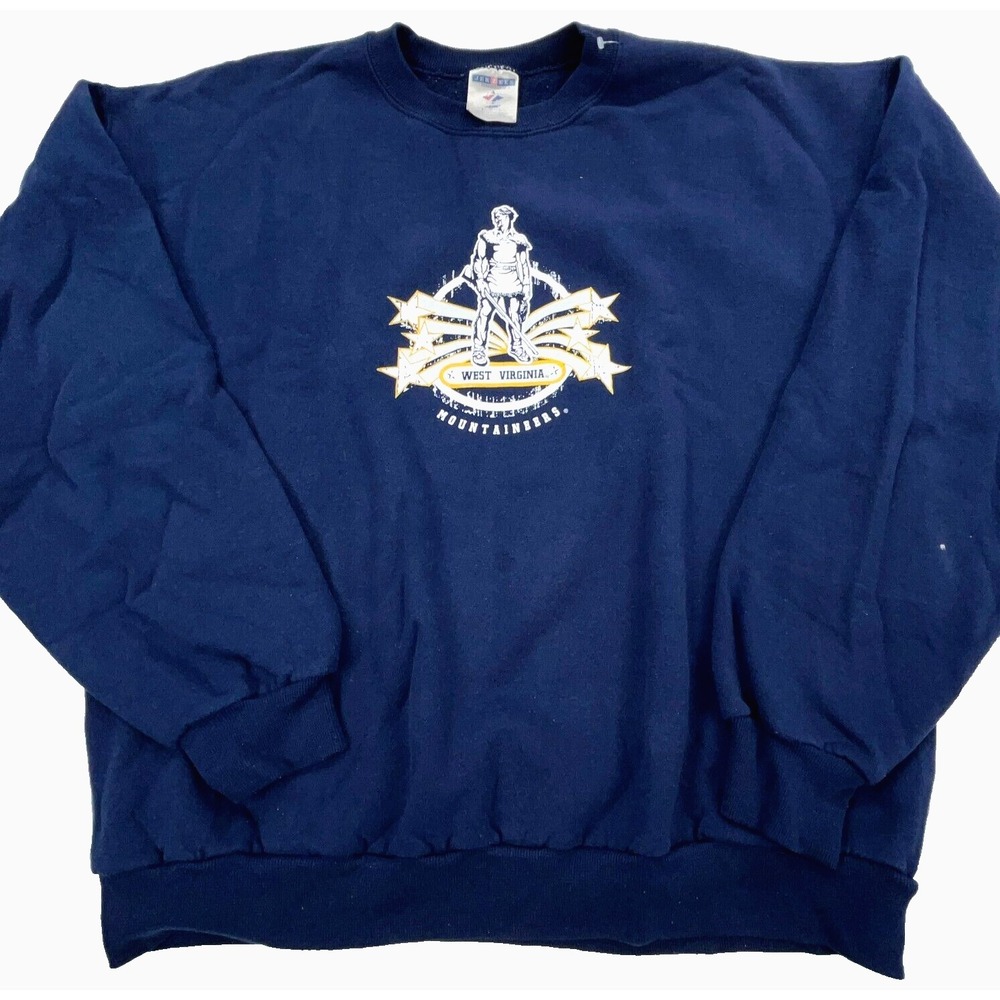 Vintage West Virginia Mountaineers Sweatshirt Men Large Crew Neck WVU Y2K a54 *